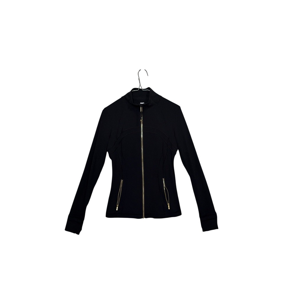 Lululemon Define Jacket Women 6 Black Luon Gold Zip Mock Neck LW4CD5S